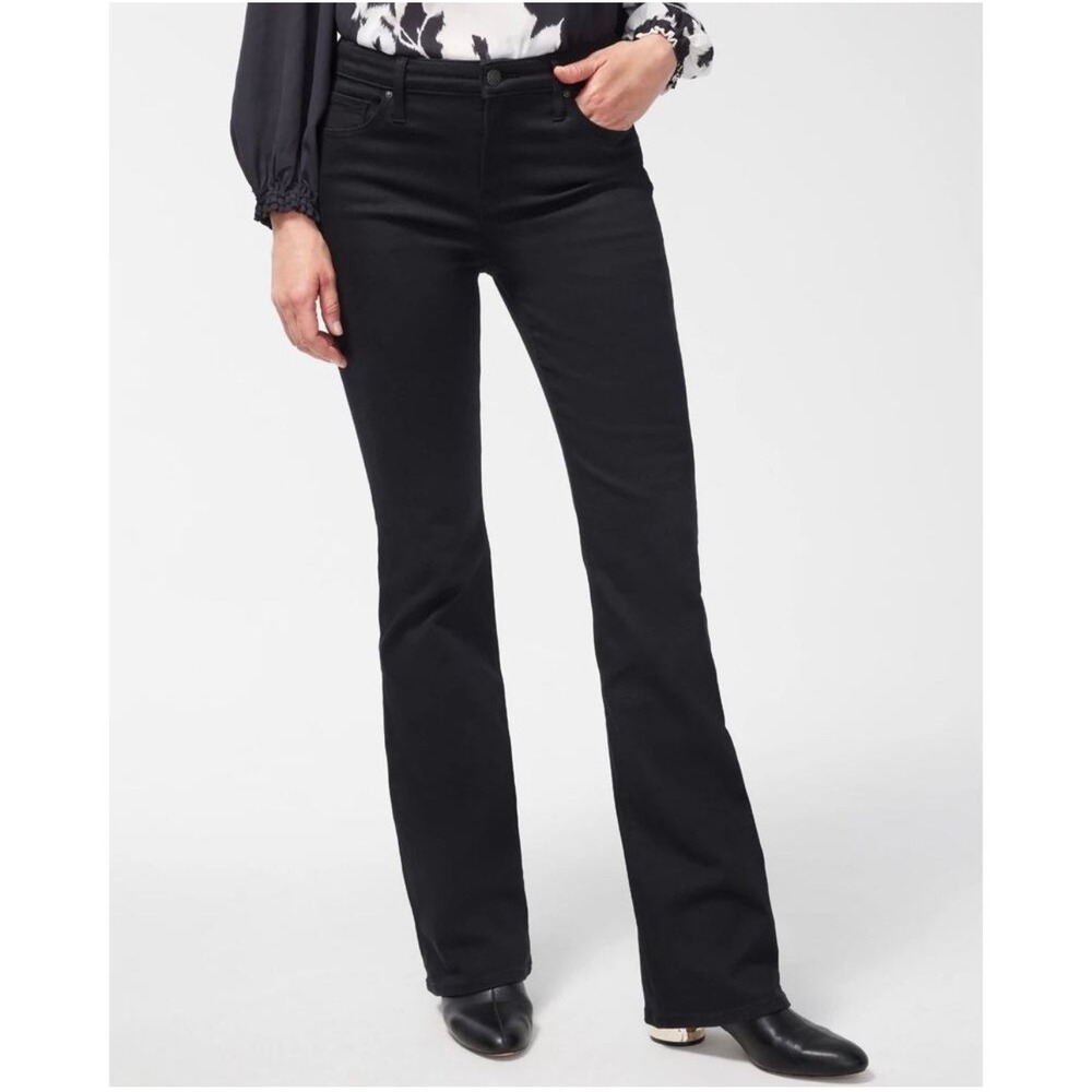 Chicos Jeans So Slimming Girlfriend Flare Black Size 1.5 US 10 High Rise Stretch